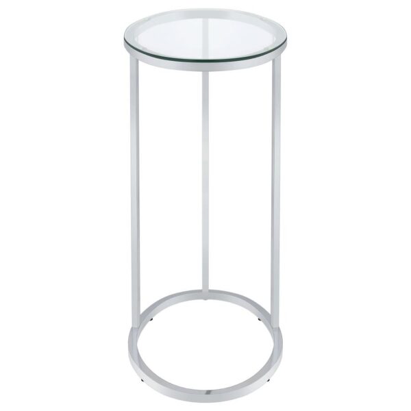 Kyle Oval Glass Top C-Shaped Sofa Side Table Chrome