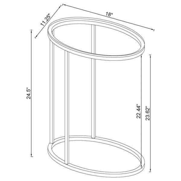 Kyle Oval Glass Top C-Shaped Sofa Side Table Chrome