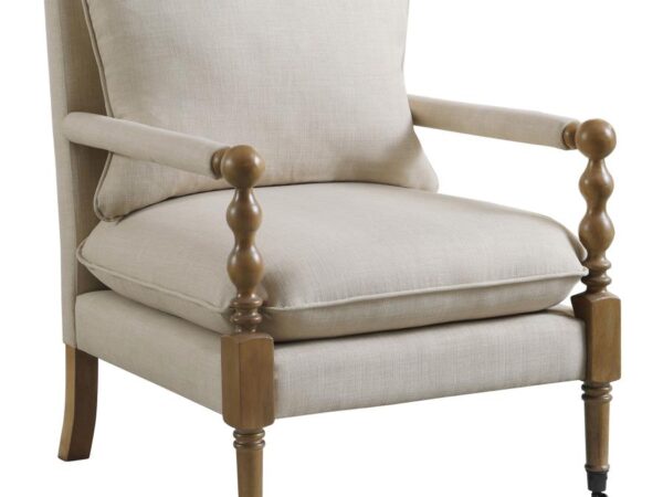 Dempsy Upholstered Accent Chair with Casters Beige