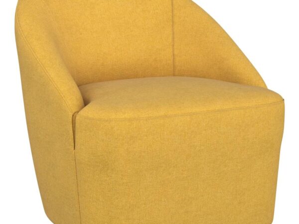 Leon Upholstered Barrel Accent Swivel Chair Mustard Yellow