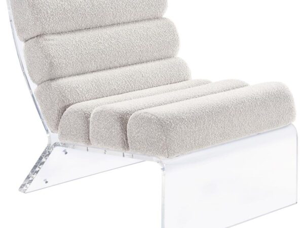 Serreta Boucle Upholstered Armless Acrylic Chair Ivory