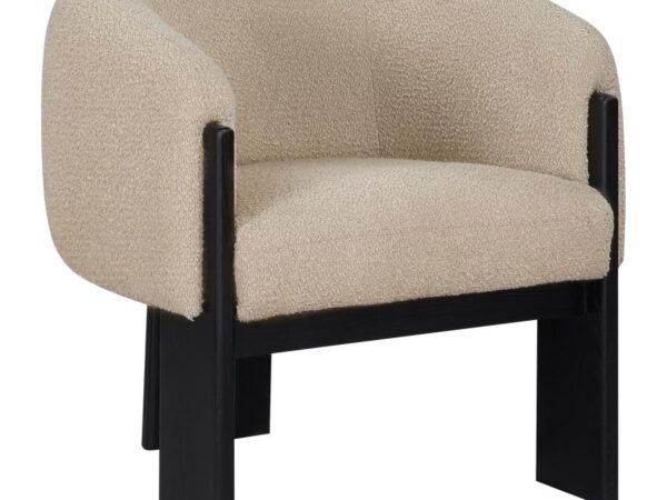 Valdez Boucle Upholstered Barrel Back Accent Chair Beige