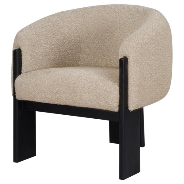 Valdez Boucle Upholstered Barrel Back Accent Chair Beige