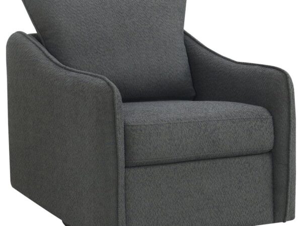 Madia Upholstered Sloped Arm Swivel Glider Chair Charcoal