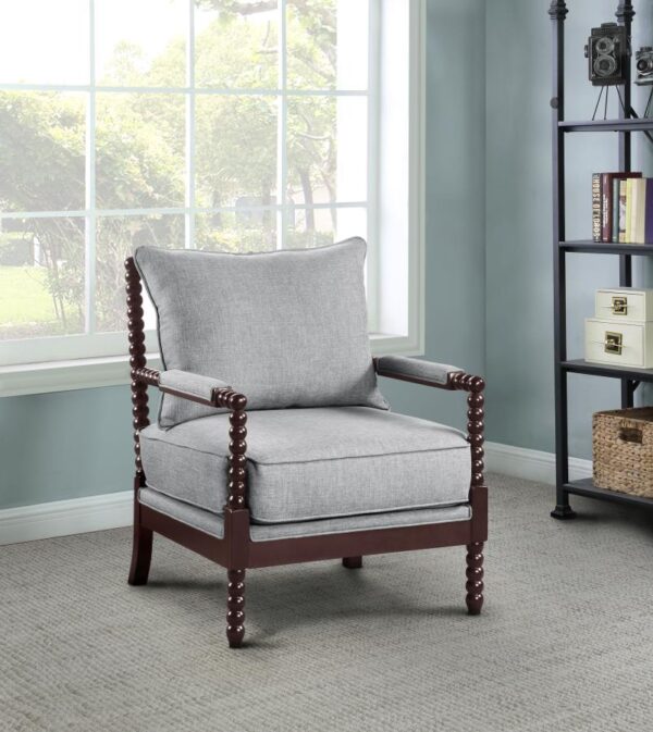Blanchett Upholstered Bobbin Accent Chair Grey and Cappuccino