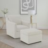 Winter Upholstered Sloped Arm Accent Swivel Chair Beige
