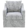 Winter Upholstered Sloped Arm Accent Swivel Chair Grey