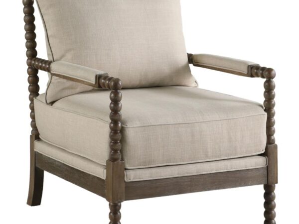 Blanchett Upholstered Bobbin Accent Chair Beige and Natural