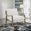 Geneva Boucle Upholstered Wood Arm Accent Chair Sand