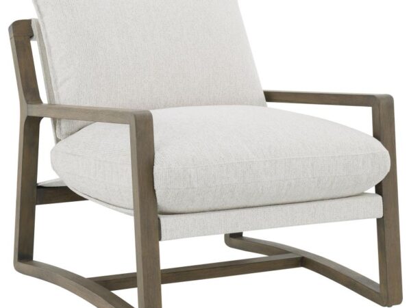 Geneva Boucle Upholstered Wood Arm Accent Chair Sand