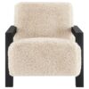 Fitzroy Faux Fur Upholstered Chair Solid Wood Arms Latte