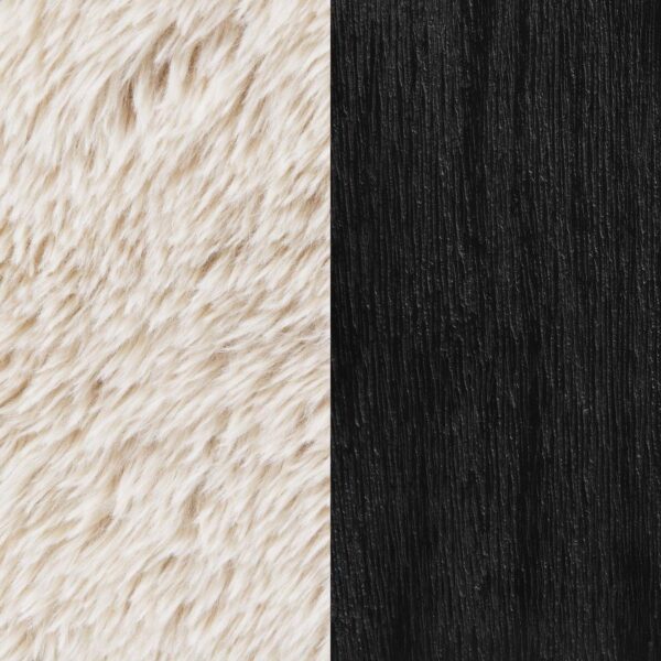 Fitzroy Faux Fur Upholstered Chair Solid Wood Arms Latte