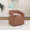 Westhill Boucle Upholstered Swivel Accent Chair Berry