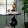 Dianella Round Pedestal Base Accent Side Table Black Stain