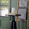 Ixia Round Solid Mango Wood Accent Side Table Black Stain
