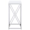 Edmund Square Accent Side Table White High Gloss and Chrome