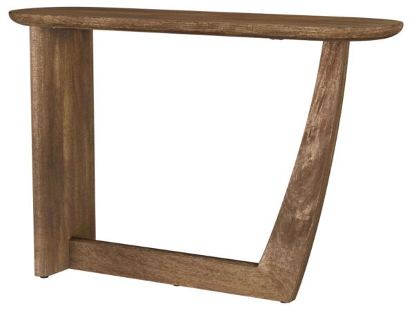 Fletcher Oval Solid Mango Wood Entryway Console Table Brown