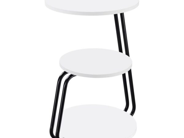 Hilly 3-tier Round Accent Side Table White and Black
