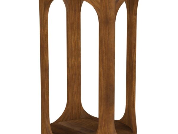 Berkeley Round Marble Top Side Table White and Brown