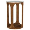 Berkeley Round Marble Top Side Table White and Brown