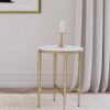 Baldwin Round Marble Top Side Table White and Gold