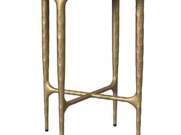 Baldwin Round Marble Top Side Table White and Gold