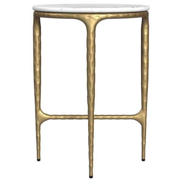 Baldwin Round Marble Top Side Table White and Gold