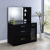 Flora 2-drawer Vanity Set with LED Mirror Black High Gloss