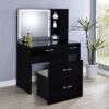 Flora 2-drawer Vanity Set with LED Mirror Black High Gloss