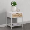 Amherst 1-drawer Radio Weave Cane Metal Bedside Table White