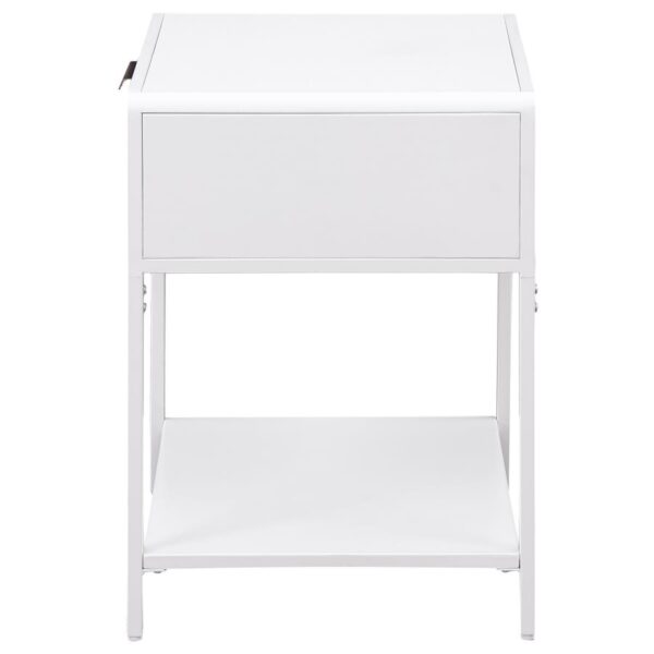 Amherst 1-drawer Radio Weave Cane Metal Bedside Table White