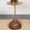 Colima Round Wood Top Accent Side Table Peach