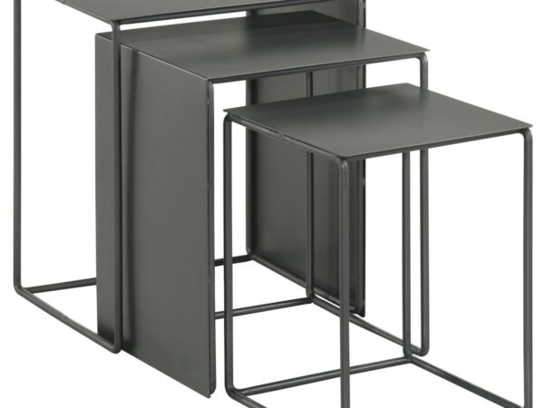 Imez 3-piece Rectangular Metal Nesting Table Set Grey