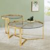 Delia 2-Piece Round Glass Top Nesting Coffee Table Gold