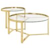 Delia 2-Piece Round Glass Top Nesting Coffee Table Gold