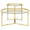 Delia 2-Piece Round Glass Top Nesting Coffee Table Gold