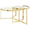 Delia 2-Piece Round Glass Top Nesting Coffee Table Gold