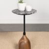 Ophelia Round Marble Top Accent Side Table Black