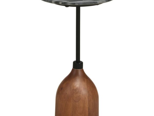 Ophelia Round Marble Top Accent Side Table Black