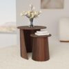 Yency 2-piece Round Mango Wood Nesting Table Set Dark Brown Mango