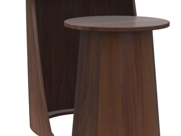 Yency 2-piece Round Mango Wood Nesting Table Set Dark Brown Mango