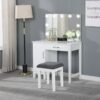 Elijah Vanity Set with Lighting & Stool White and Dark Grey