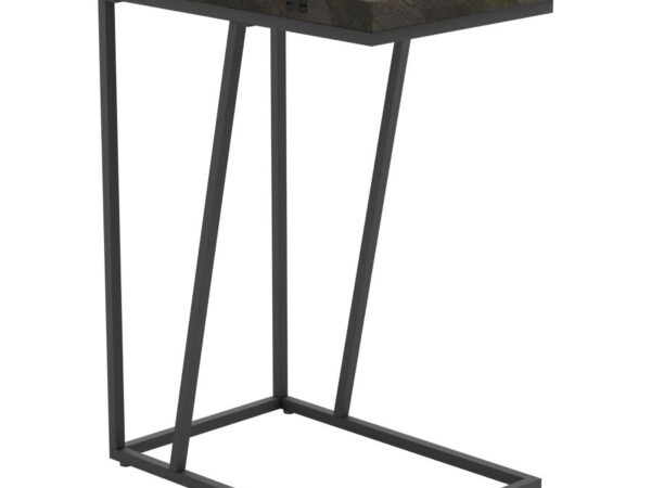 Carly Expandable Engineered Wood C-Shaped Side Table Grey