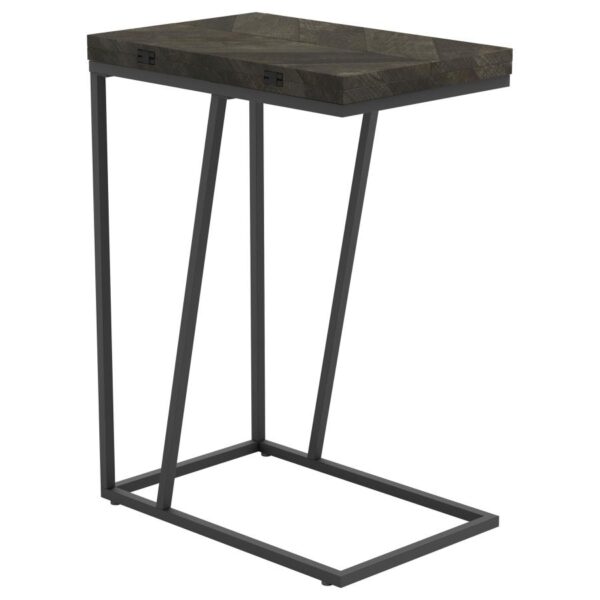 Carly Expandable Engineered Wood C-Shaped Side Table Grey