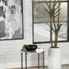 Noemie Round Marble Top Accent Side Table White and Gunmetal
