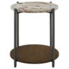 Noemie Round Marble Top Accent Side Table White and Gunmetal