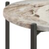 Noemie Round Marble Top Accent Side Table White and Gunmetal