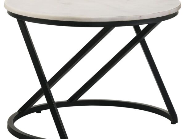 Miguel Round Marble Top Coffee Table White and Black