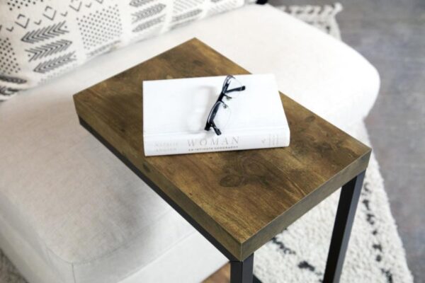 Beck Engineered Wood C-Shape Sofa Side Table Antique Nutmeg