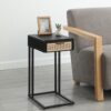 Amherst 1-drawer Radio Weave Cane Metal Side Table Black